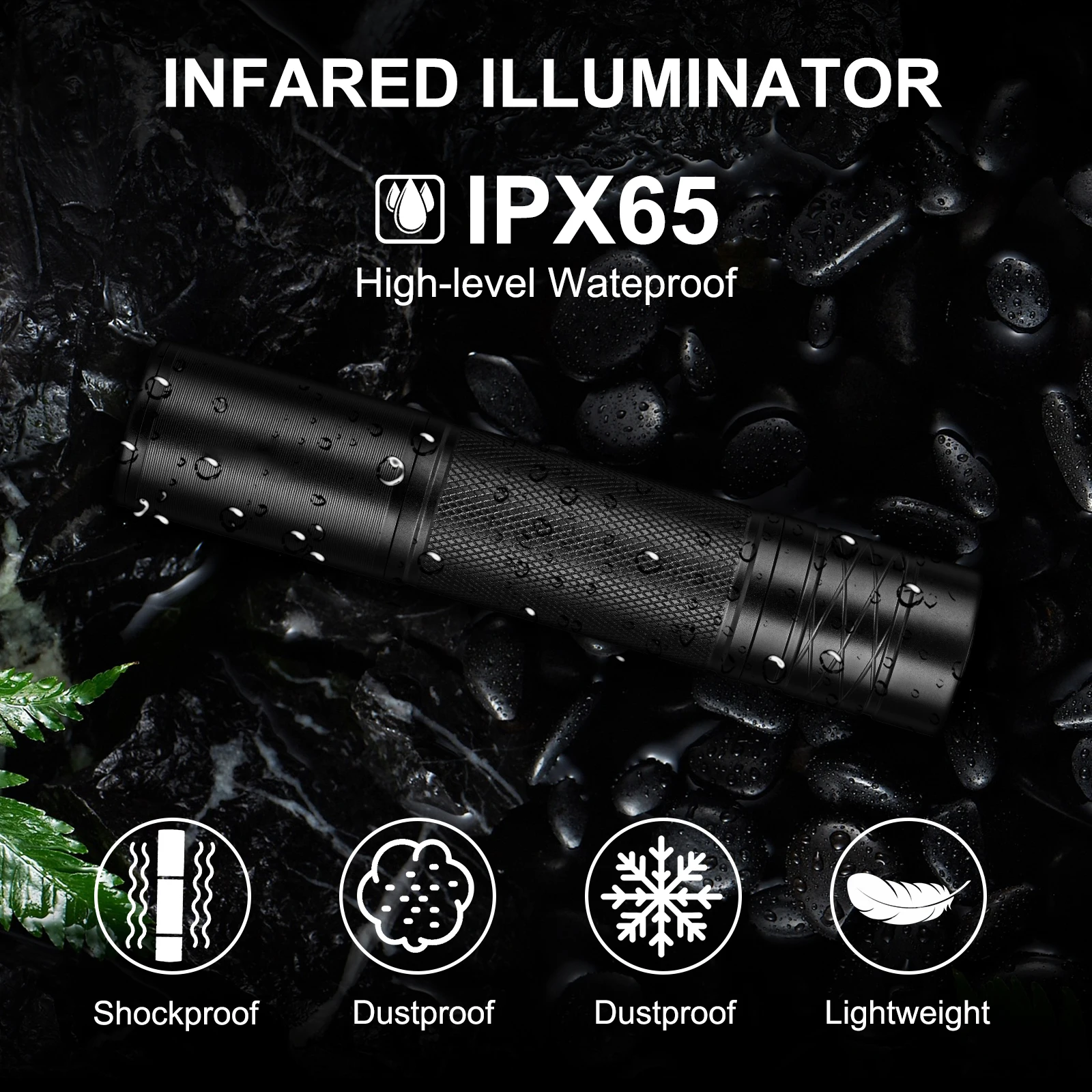 ANEKIM W3 Infrared Flashlight, Single Mode Zoomable, Waterproof Tactical Flashlight, For Night Vision Equipment Hunting