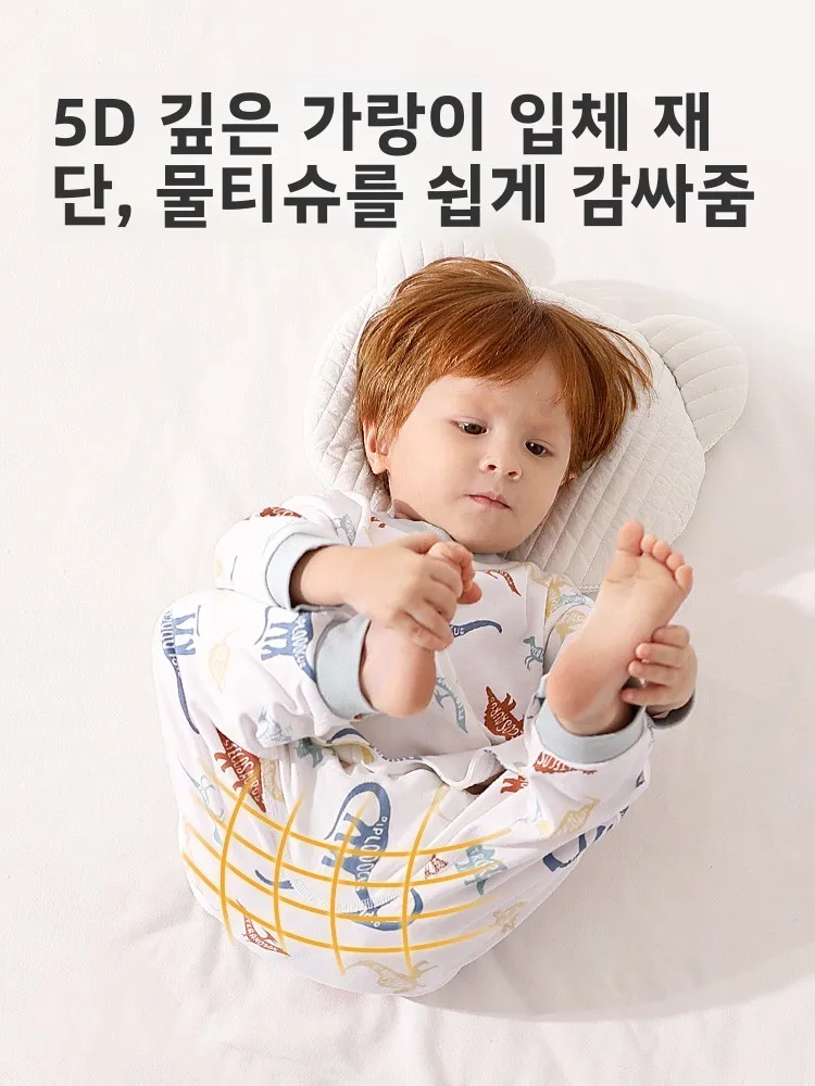 소년과 소녀를 위한 순수 코튼 원피스 잠옷 어린이용 안티 킥 방지 봄 가을 편안한 통기성 수분 흡수 홈 의류