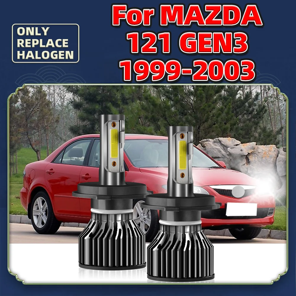 

2PCS H4 LED 9600LM Car Headlight Bulbs Bright 6000K Auto Turbo HeadLamp Replacement For MAZDA 121 GEN3 1999 2000 2001 2002 2003