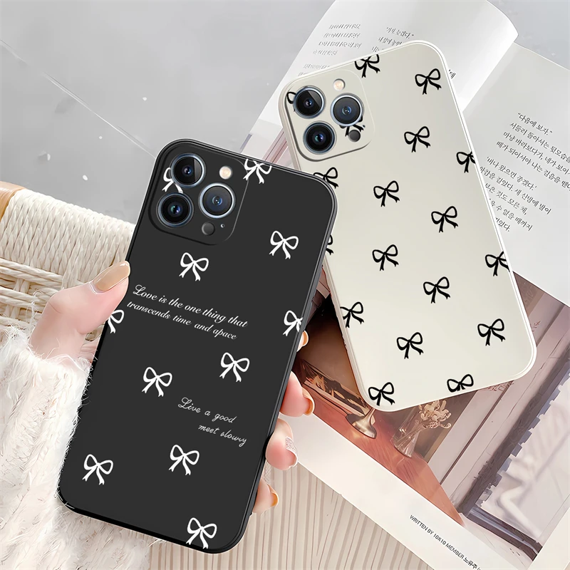 Elegant White Bow Knot Shockproof Silicone Phone Case