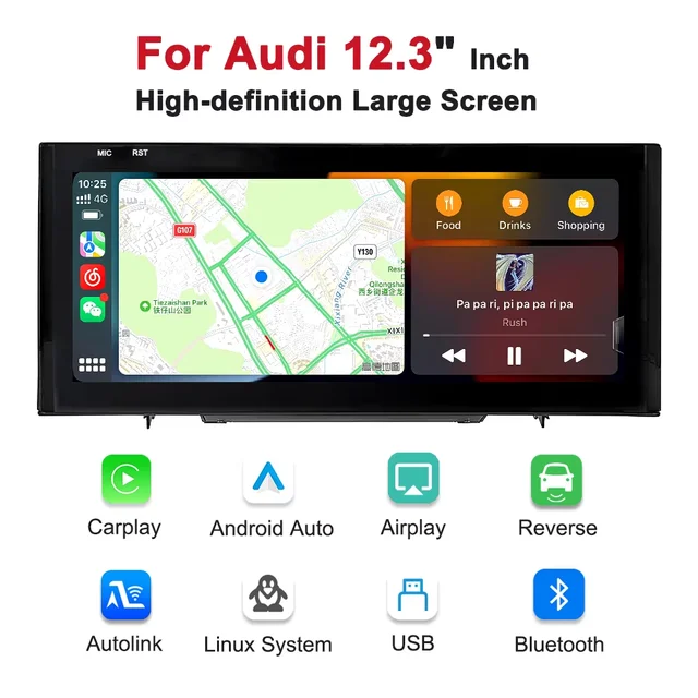12.3 Inch Linux Wireless CarPlay Android Auto Car Radio Multimedia For Audi Q2 2018 2019 2020 2021 BT GPS Touch Screen Stereo 2