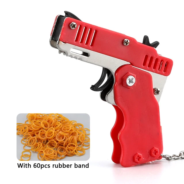 1PCS Mini keychain gun rubber band gun Toy Gun Shooting Pistol Alloy