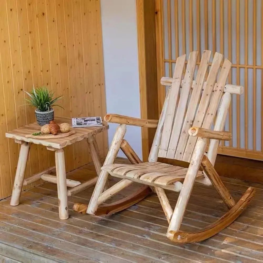 

Antique Wood Outdoor Rocking Log Chair Wooden Porch Rustic Log Rocker