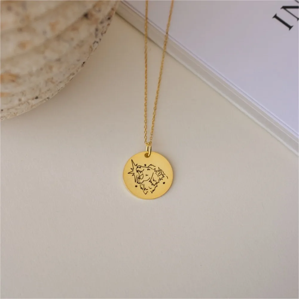 

Gold Necklace Artificial Choke Classic Circle Shape Neutral Love Good Necklace Pendant Pure 316L Jewelry Gift