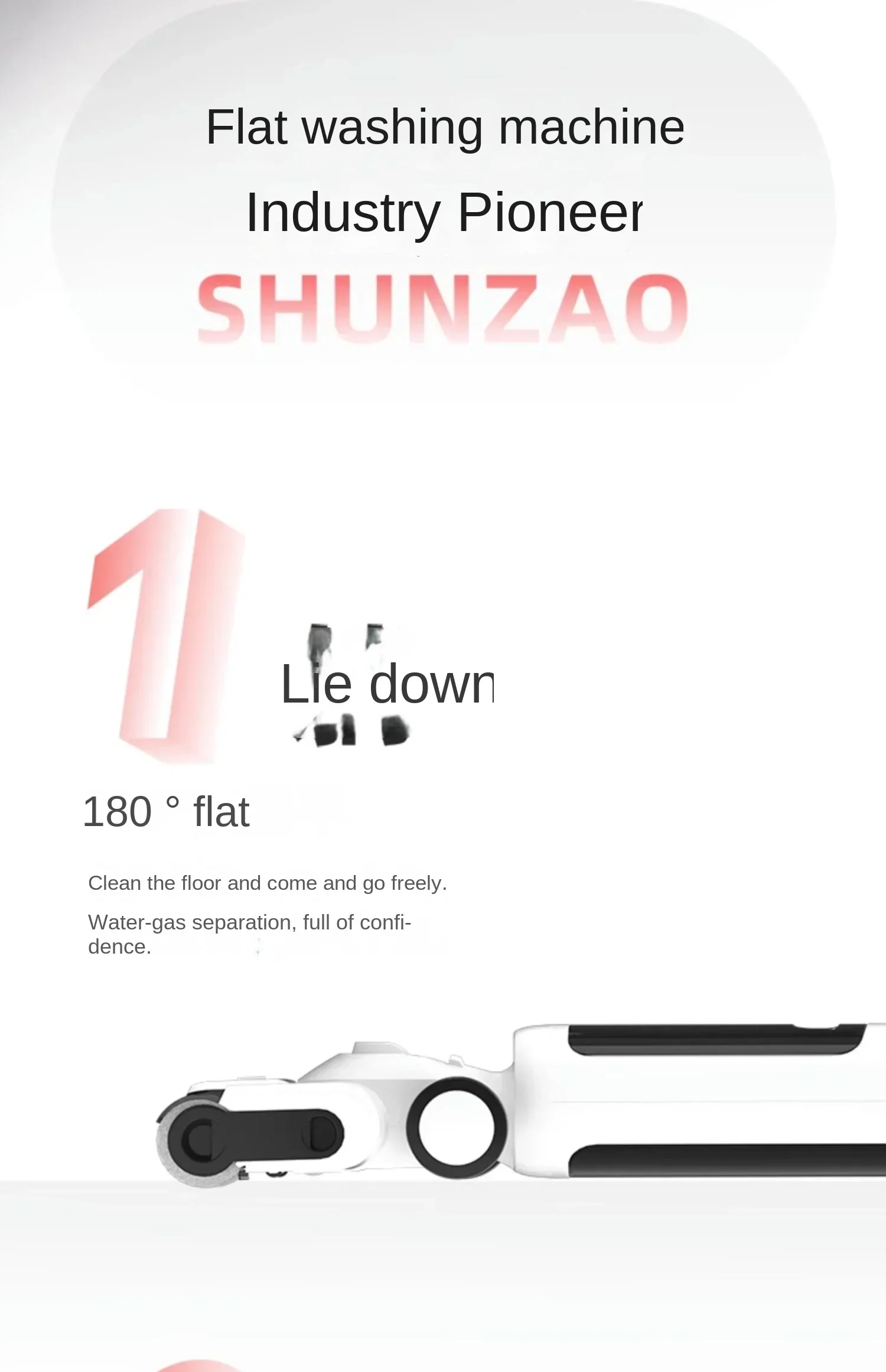 Shunzao Z20 Lying Flat Floor Washing Machine Suction Drag Integrated Household Appliances Automatic Double Edge Mopping Machine 4