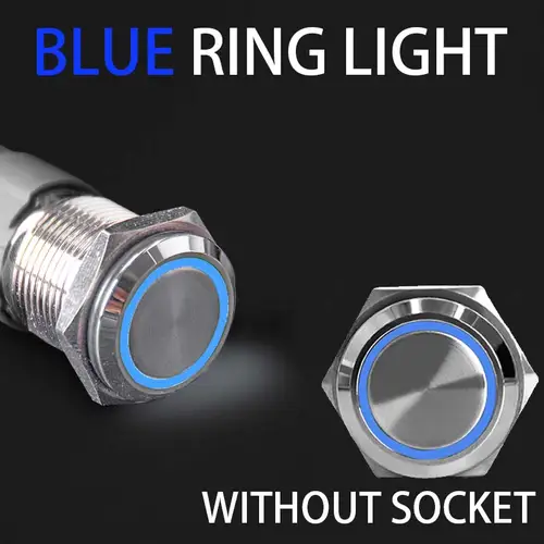 12 16 19 22mm With Wire Waterproof Metal Push Button Switch  LED Ring/Power Light Momentary Latching   5/12/24/220V silver1NO1NC - Image 14