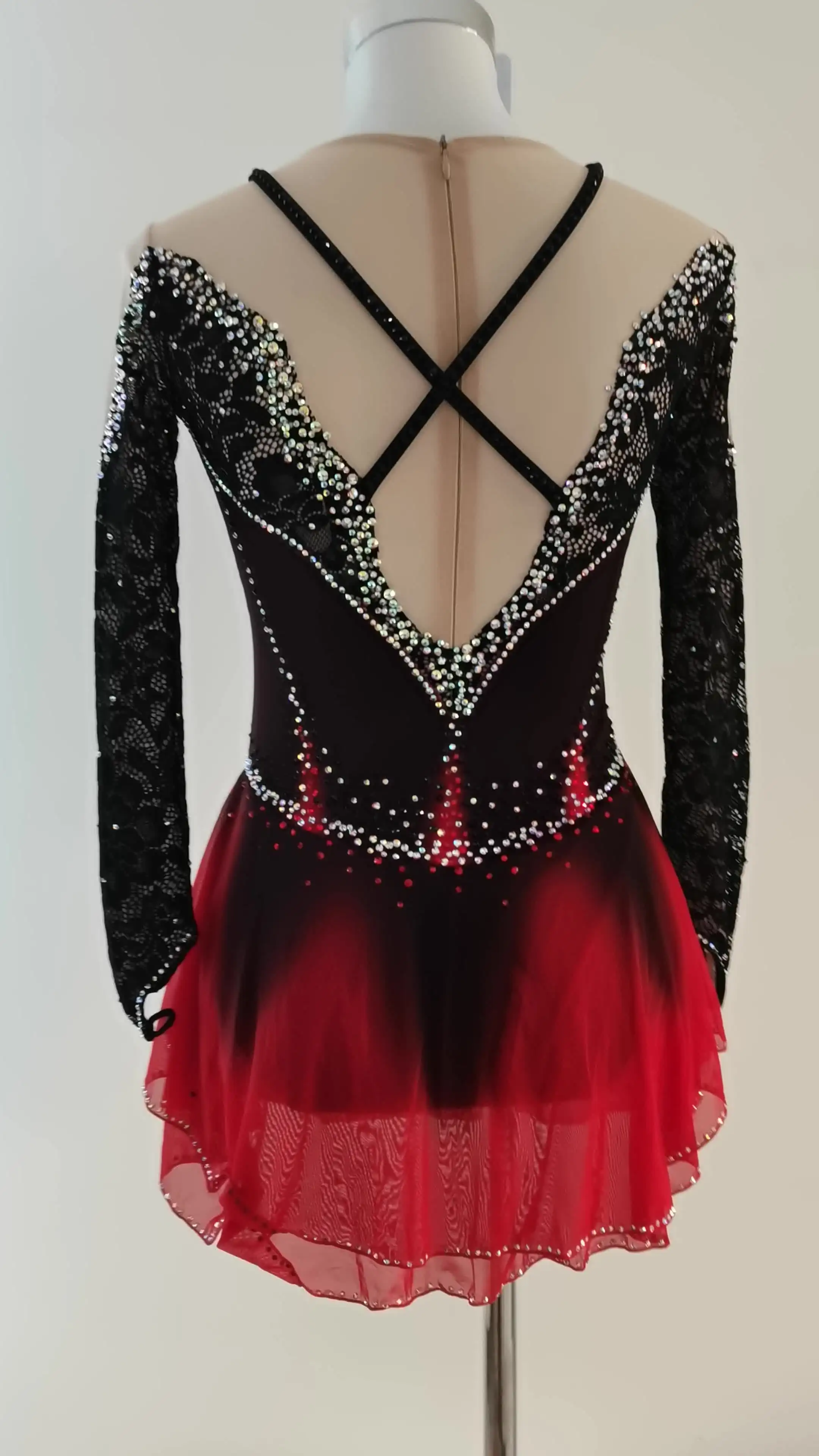 JoyCan платье для фигурного катания на льду девочек оранжевый спандекс эластичная