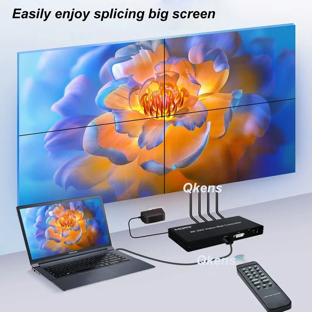 4K 2x2 비디오 월 컨트롤러 TV 스플라이서 1x2 1x3 1x4 DVI HDMI 멀티 스크린 스플라이싱 TV 월 프로세서 180도 가능 °   플립 엣지 조정