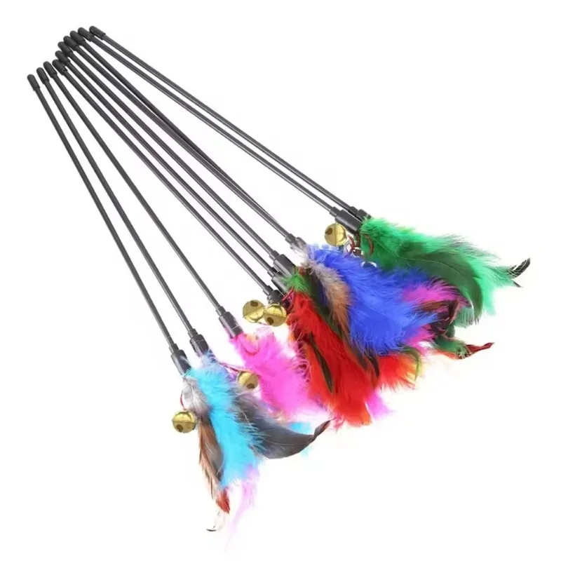 Interactive Cat Wand With Colorful Feathers And Bell 5-piece Set_voghion.com
