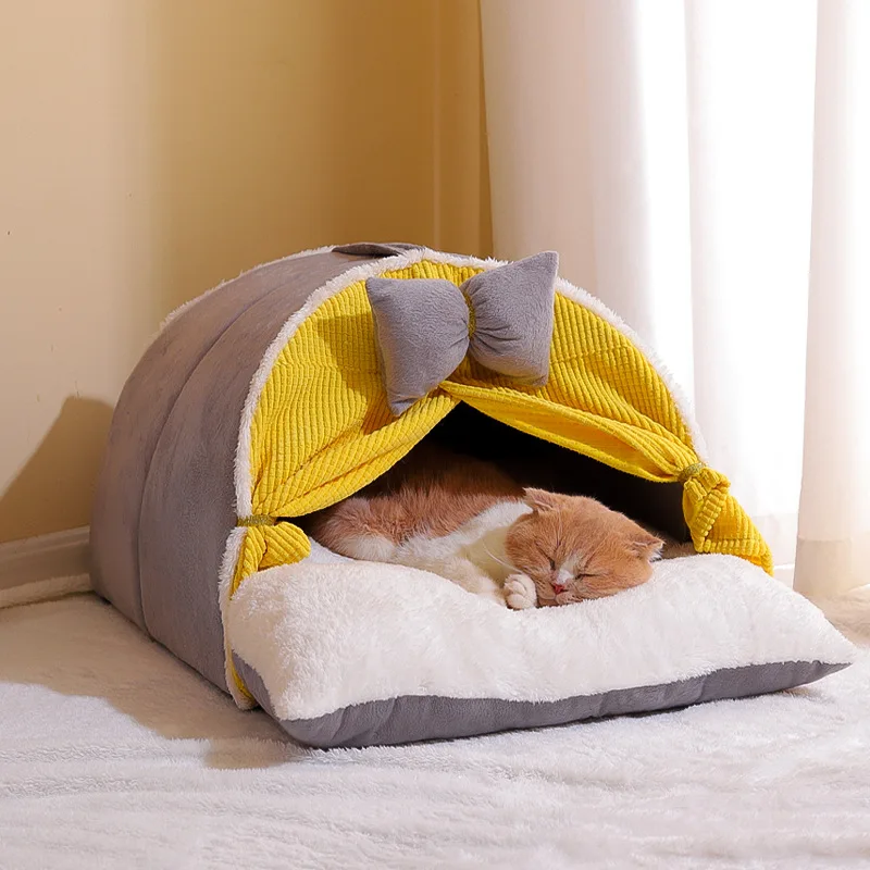 

Foldable Cat House Outdoor Waterproof Pet House For Small Dogs Kitten Puppy Cave Nest With Pets Pad Dog Cat Bed Tent Supplies