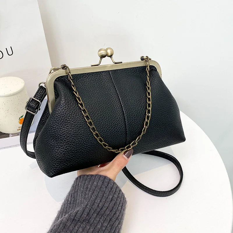 Vintage Fashion PU Leather Bag Women's Handbags Purses Chain Hand Bags Shoulder Crossbody Messenger