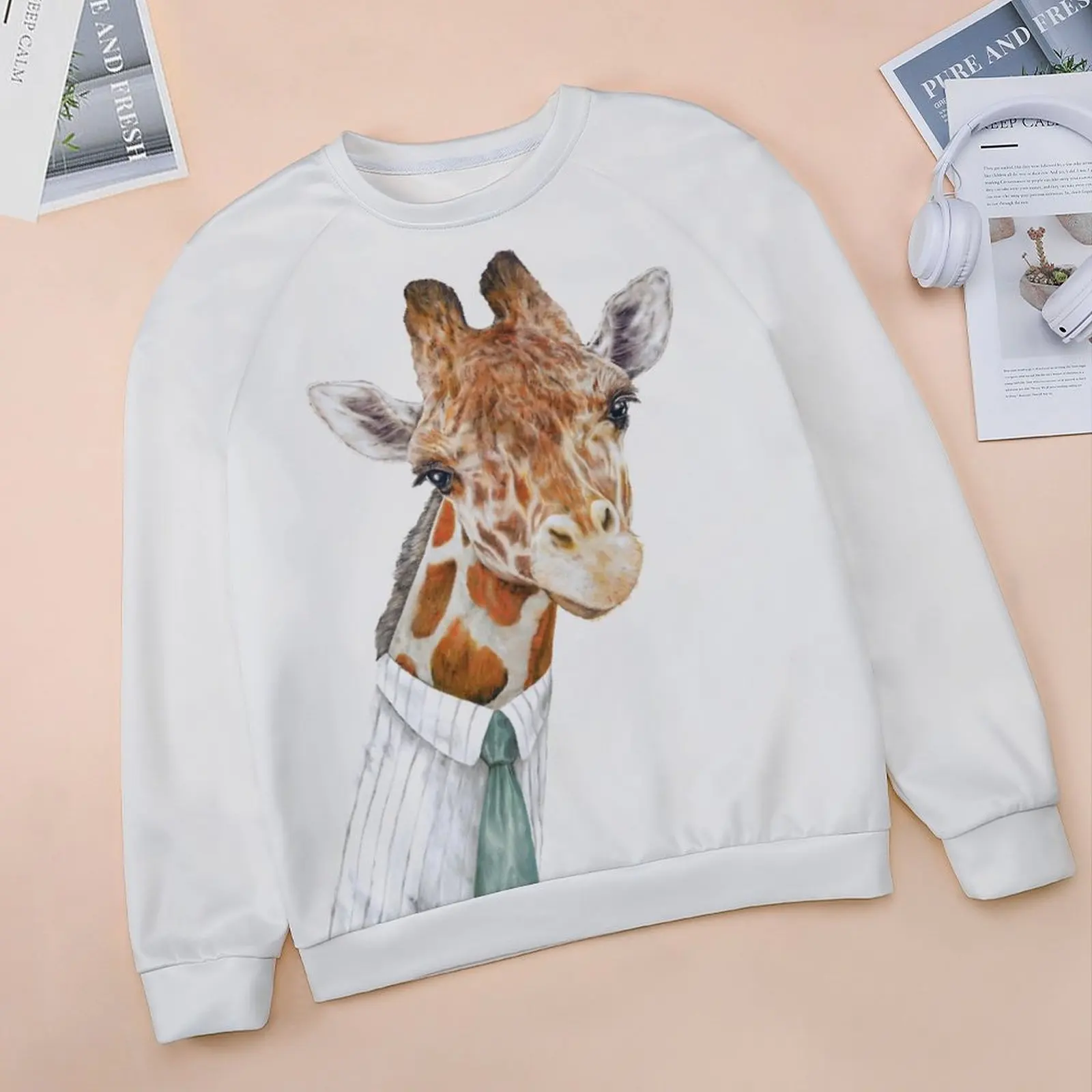 

Student Raglan Round Neck Sweater Anime Giraffe WomenShirt