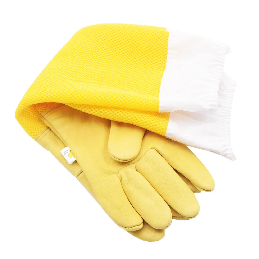 1 Pair Prtective Beekeeping Gloves With Vented Long Sleeves Bee Keeping Safety Apiculture Beekeeper Equipment HiveTool