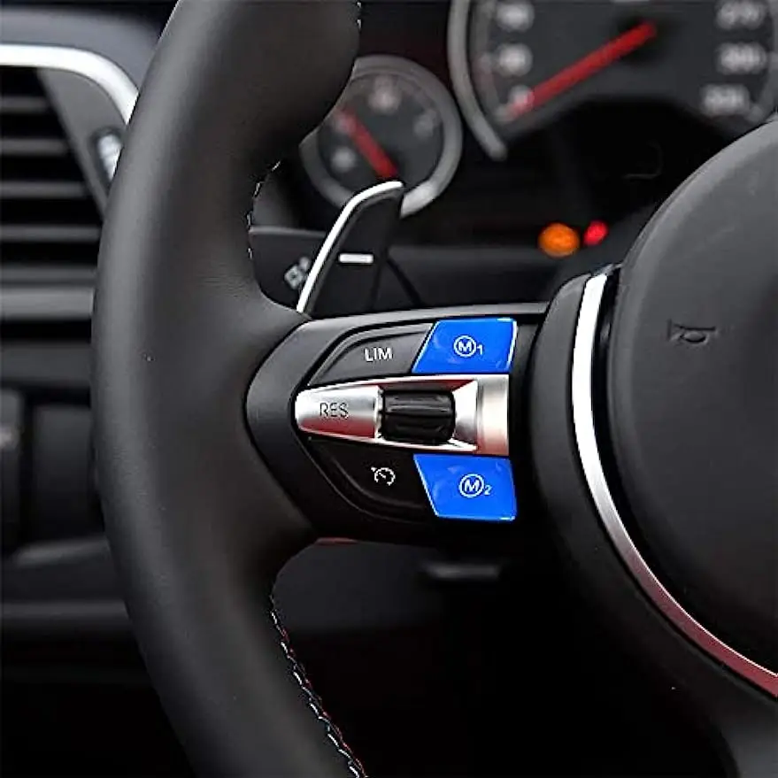 Coprivolante Per Auto Blu Lucido M1 M2 Model Button Cover, M1 M2 Button Set Per Bmw M3 M4 F80 F82 F83 M5 M6 X5M X6M F10 F06 F15 F16