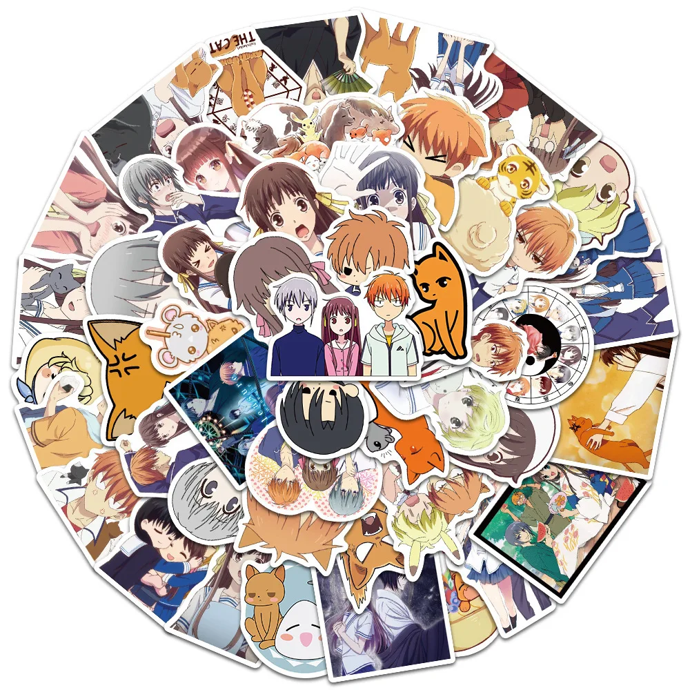 Anime Stickers Cartoon Stickers Kawaii Stickers Decorative Stickers Colorful Stickers 10/30/50/100PCS Anime Fruits Basket Sticker