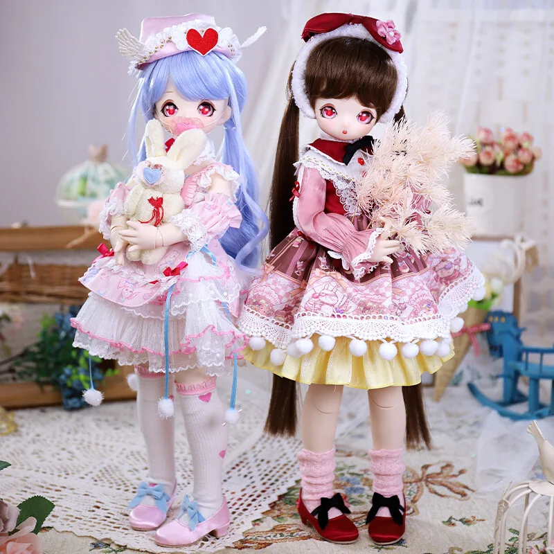 1/4 Bjd Doll 40cm Simulation Doll 2D Bjd Doll Anime Face Girl Kids Toy Gift  Lol Doll (can Change Hair and Eyes )