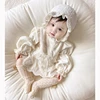 2025 New Autumn Baby Clothing Toddler Baby Girls Romper Long Sleeved Waffle Cotton Lace Splicing Korean Style Climbing Suit