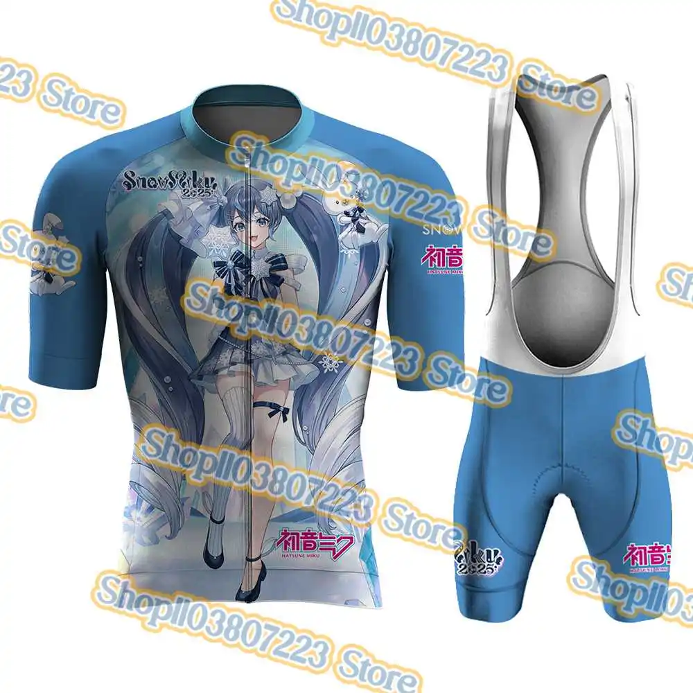 Anime Snow Miku New Cycling Jersey Set Cycling Clothing Road Bike Shirt Maillot Cyclisme Ride jersey