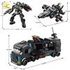 HUIQIBAO 454-585PCS 8in1 SWAT Police Command Truck Building Blocks City Helicopter Bricks Kit Educational Toys for Children 3
