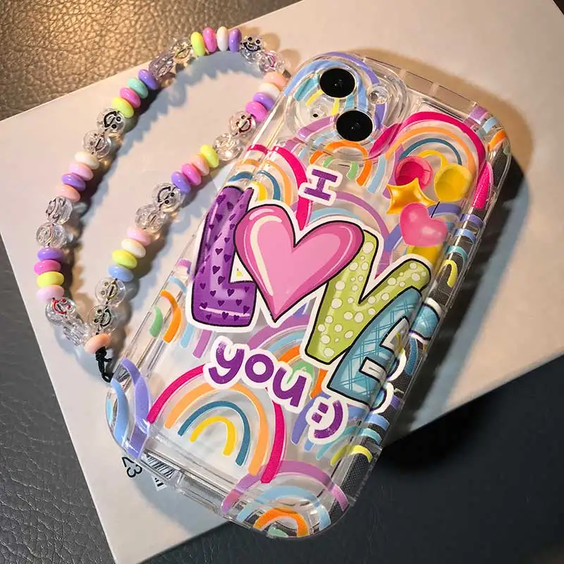 moex Collana per Cellulare Compatibile con Apple iPhone 12/12 PRO, Custodia con Cinturino Regolabile in Rainbow