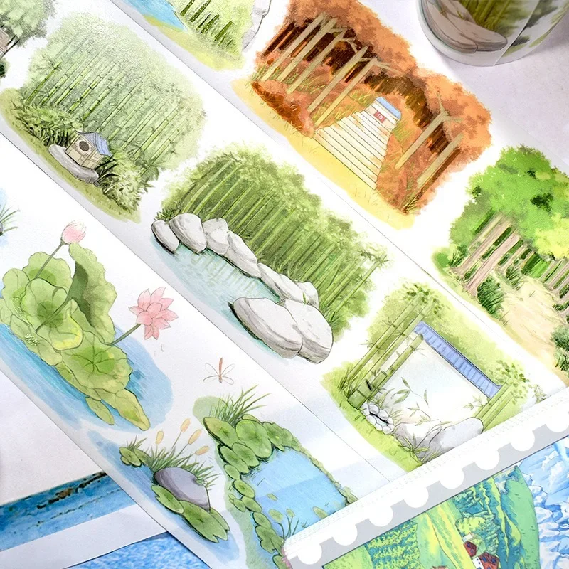 2m/Roll Vintage Architecture Washi Tape Decorative Adhesive Masking Tape for Sticker Scrapbooking Journal Diary Stationer
