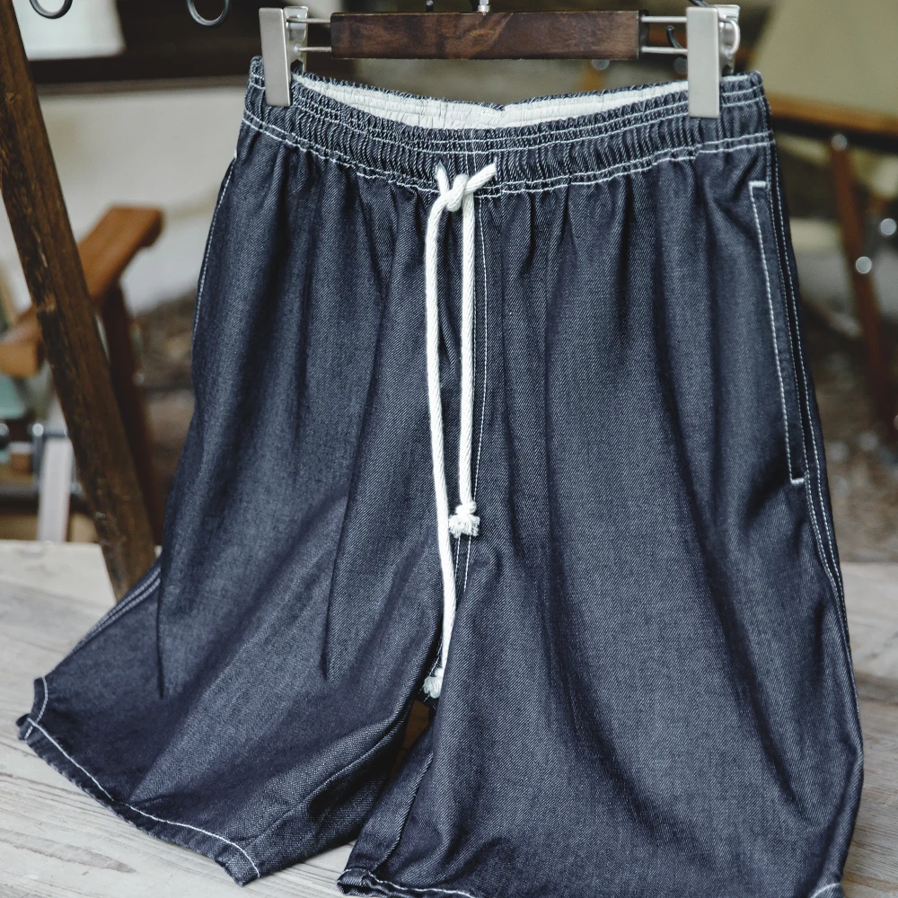 Maden Summer Casual Ice Jeans Men Denim Shorts Cool Fit Loose Straight Leg Half Pants Men's Summer Shorts Pants