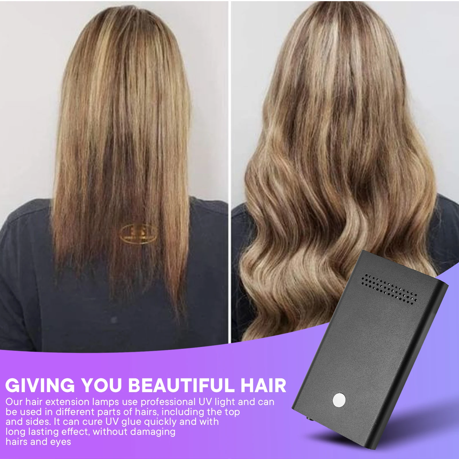 Handheld V Light Hair Extension Tool Glue Quick Drying Beauty Salon Fast Grafting Hair Invisible without trace UV curing Light