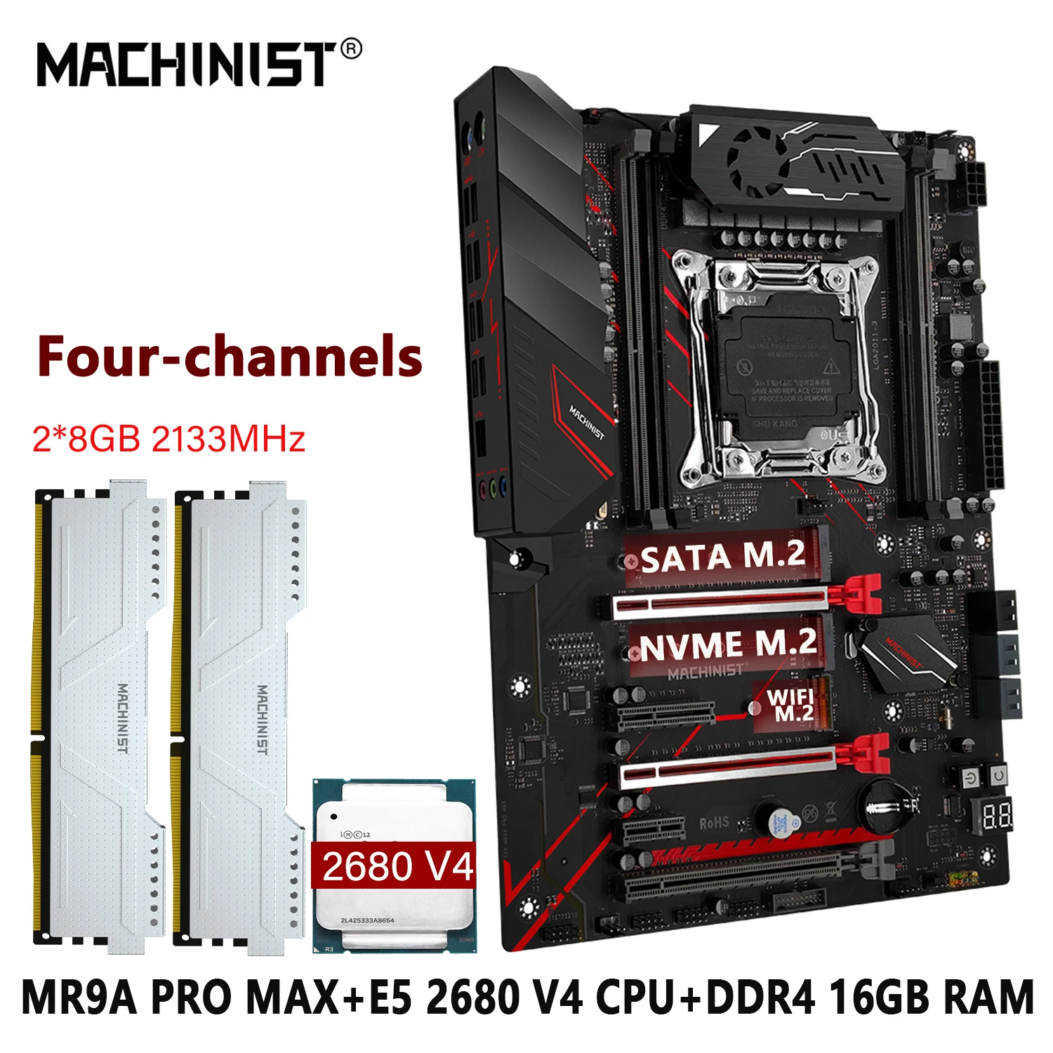 

MACHINIST X99 комплект материнской платы LGA2011-3 Kit Xeon E5 2680 V4 CPU DDR4 2*8 ГБ ОЗУ память ATX NVME M.2 SATA3.0 usb3.0 MR9A PRO MAX