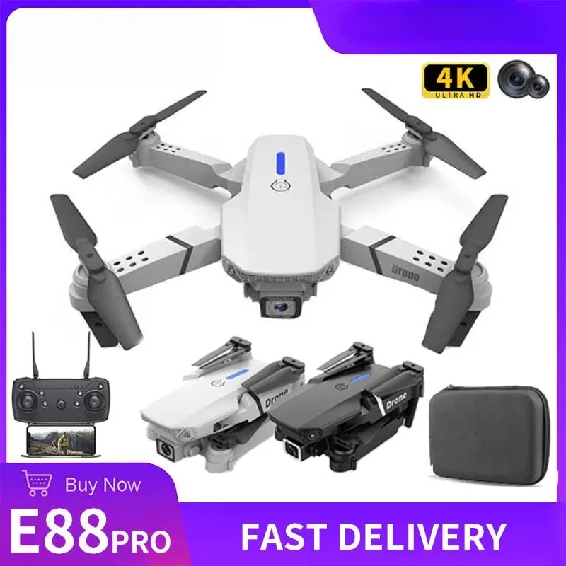 Drone Quadcopter E88 Pro WIFI FPV Drone Wide Angle HD 4K Camera Height Hold RC Foldable