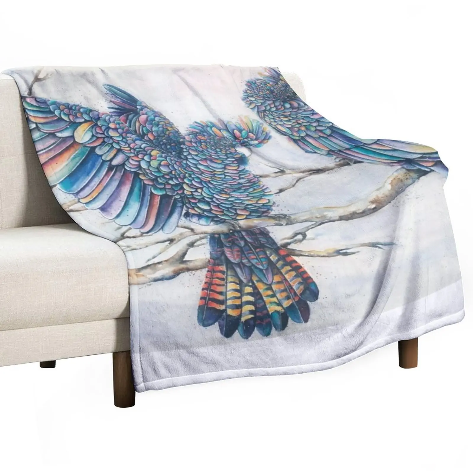 

Black Cockatoo Pair - Rainbow Throw Blanket Soft Big Blanket Fluffy Blankets Large Stuffed Blankets Thermal Blankets For Travel