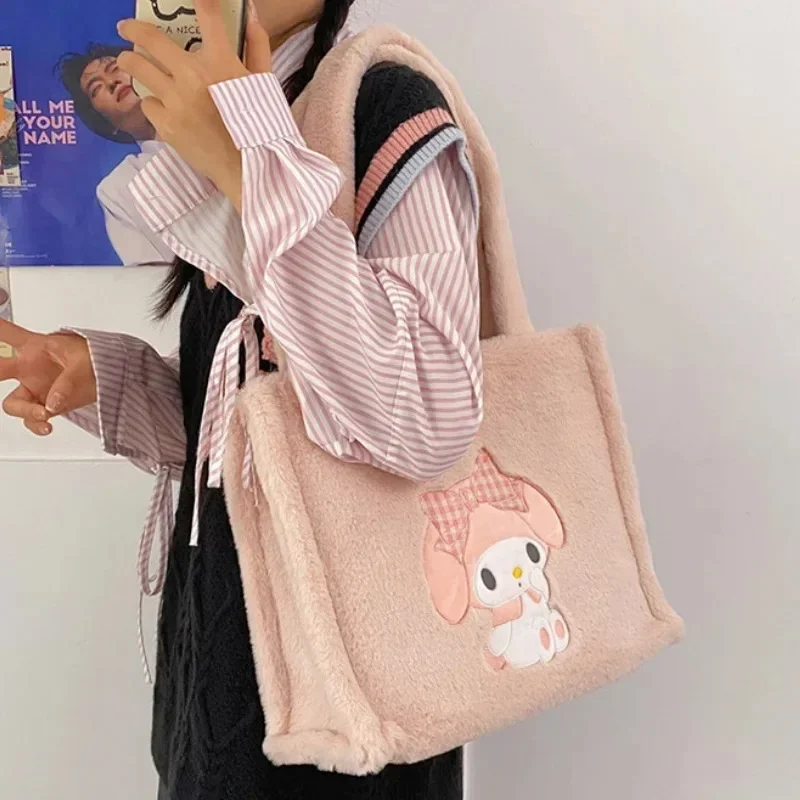 

Новинка Kawaii Sanrio Kuromi My Melody мультяшный плюшевый наплечный тоут большая сумка универсальная сумка утолщенная квадратная женская сумка
