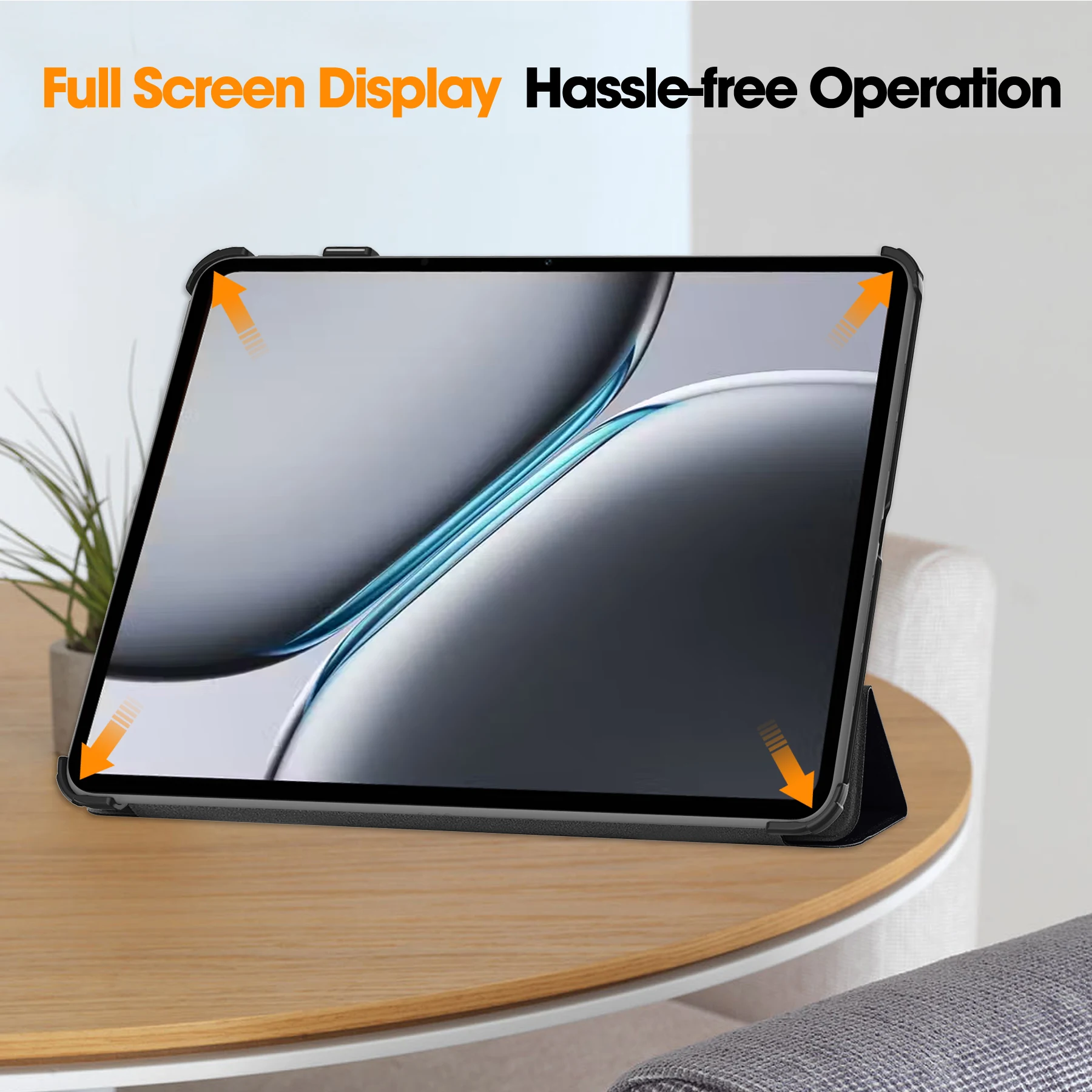Premium Tri-fold Magnetic Case for 12.1 Inch Tablets - Hard Shell Flip Stand with Soft TPU Cover