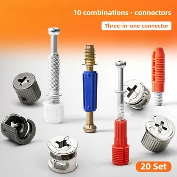 M6 เฟอร์นิเจอร์ Bolt และ NUT ชุดเสื้อผ้า Cabine โต๊ะ Link Fixer Connector สกรูสาม-In-One ไม้ NUT ความยาว 40 มม. 1