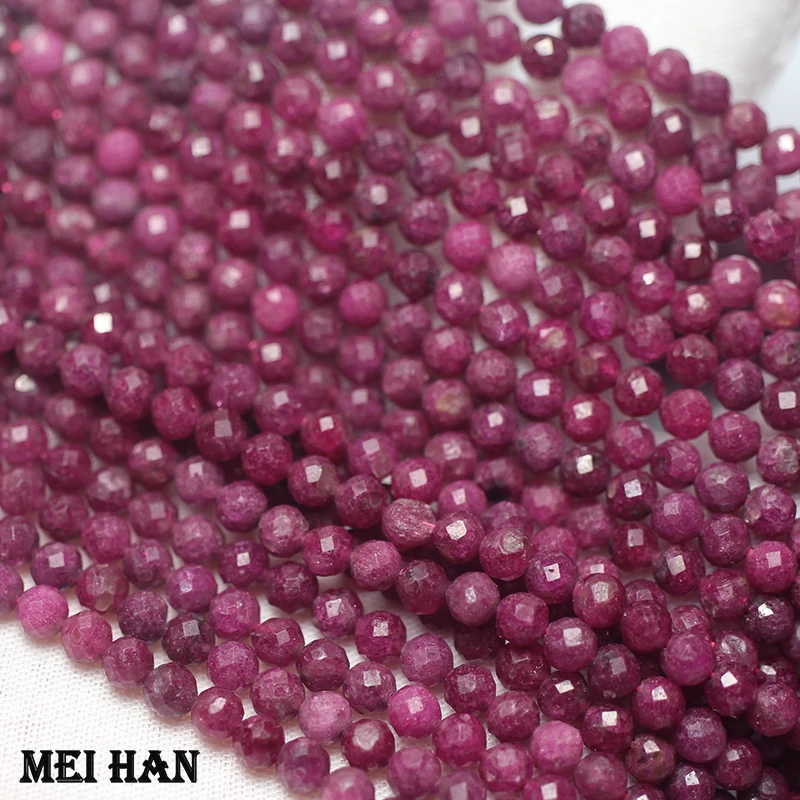 Ruby Faceted Round Loose Beads 4mm 6mm 8mm For Jewelry Making Design DIY Necklace Bracelet