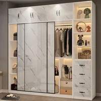 Armoire de chambre moderne et économique en MDF, petite taille, design simple, avec grand espace de rangement 3