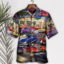  Vintage Car 3d Printed Shirts Men Women Fashion Hawaiian Shirt unisex Beach Short Sleeve Oversized Blouse Men's Lapel Shirt Cuba 