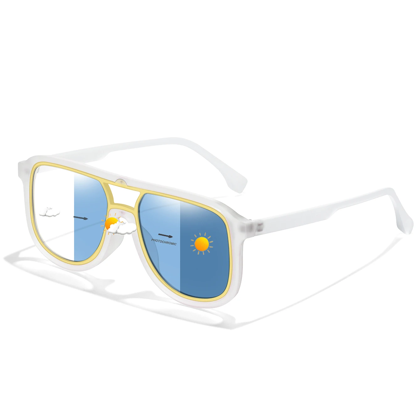 Unisex UV400 Protection Photochromic Square Sunglasses