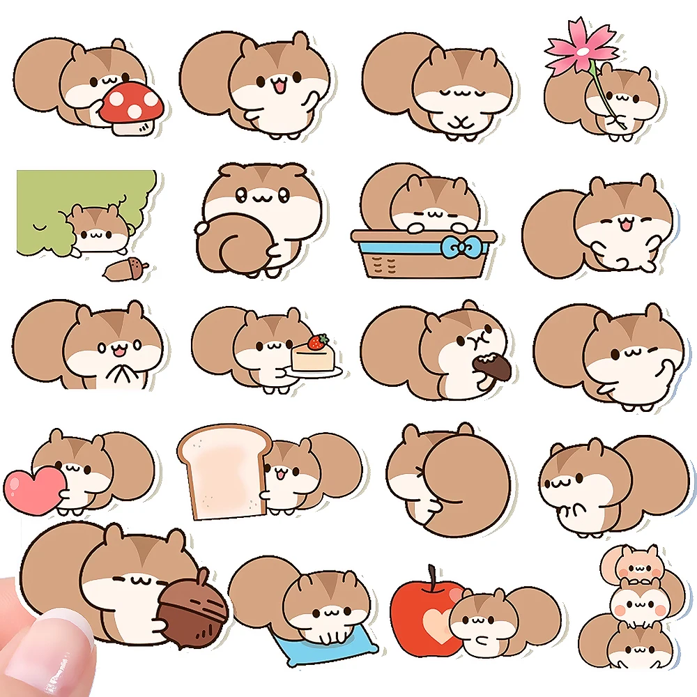 Set of 40 Cute Squirrel Sticker Kawaii Animal Decal for Notebook, Laptop, Phone Case, Water Bottle, DIY Craft Decoration