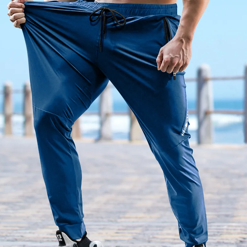 Men's Pants Summer Quick-drying Ice Silk Casual Pants Mens Ultra-thin Elastic Nine-point Loose Drape Solid Pants Men's Clothing 3
