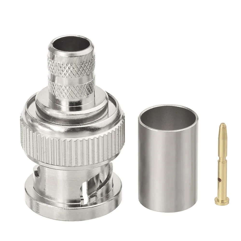 75ohm BNC Male Straight Crimp RF Coaxial Connector for RG6