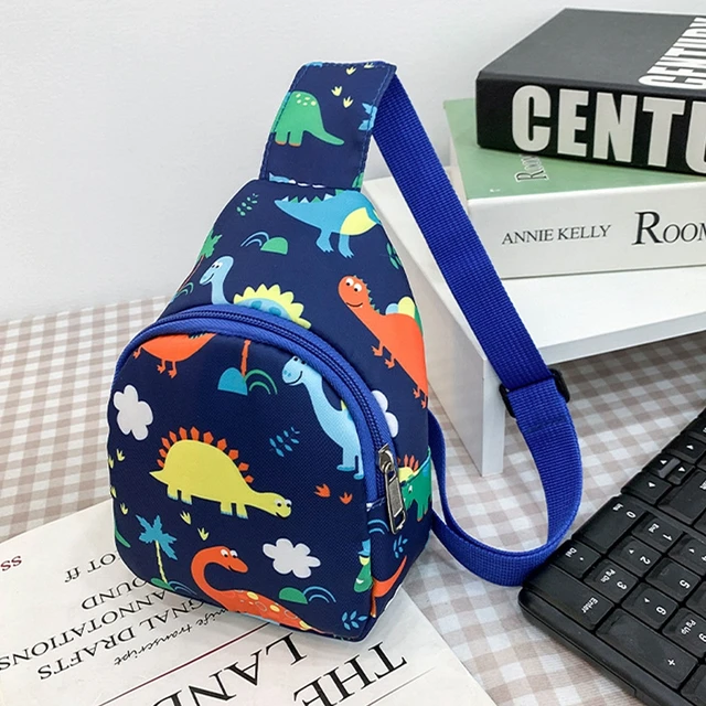 Модная детская сумка через плечо, милая трендовая нагрудная сумка на молнии с мультипликационным принтом динозавра, школьный портфель 1