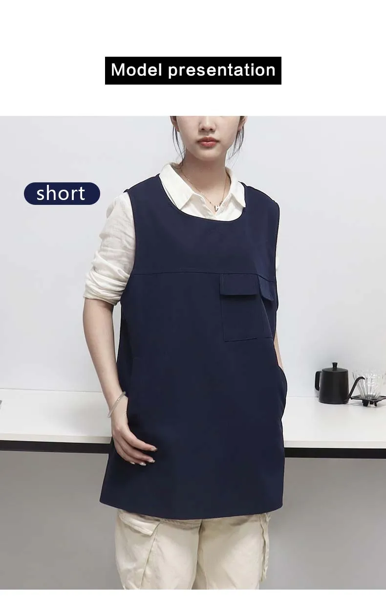 Benutzerdefinierte Firmenmarke Logo Werbung Hemd Weste saubere Baumwollschürze Arbeiterkleidung Restaurantuniform für Männer und Frauen – Detail 30