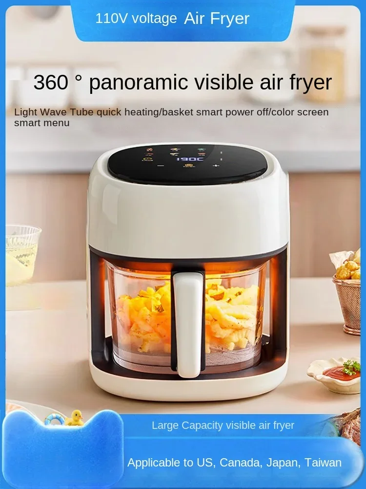 

110V air fryer household fully automatic visual integrated smoke-free Hong Kong and Taiwan electric fryer