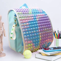 Grand sac à dos bleu Push Bubble Popper, sac à bandoulière, cadeau pour enfant, jouet sensoriel, fournitures scolaires, soulagement du Stress tdah, autisme 
