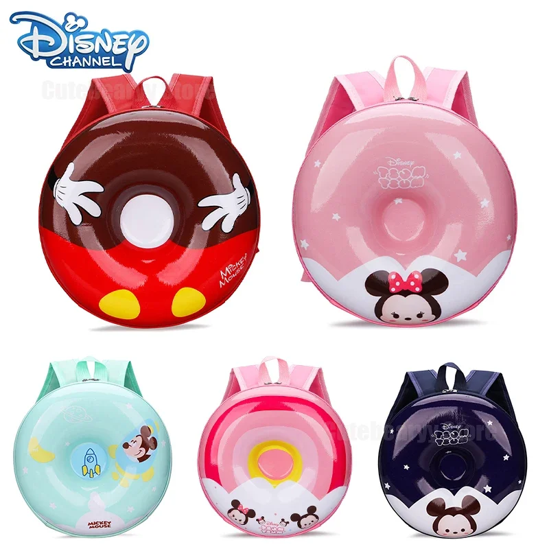 Disney Mickey Minnie Donut Backpack New Cute Cartoon Creative High Capacity Students Children Kindergarten Schoolbag Kids Gifts