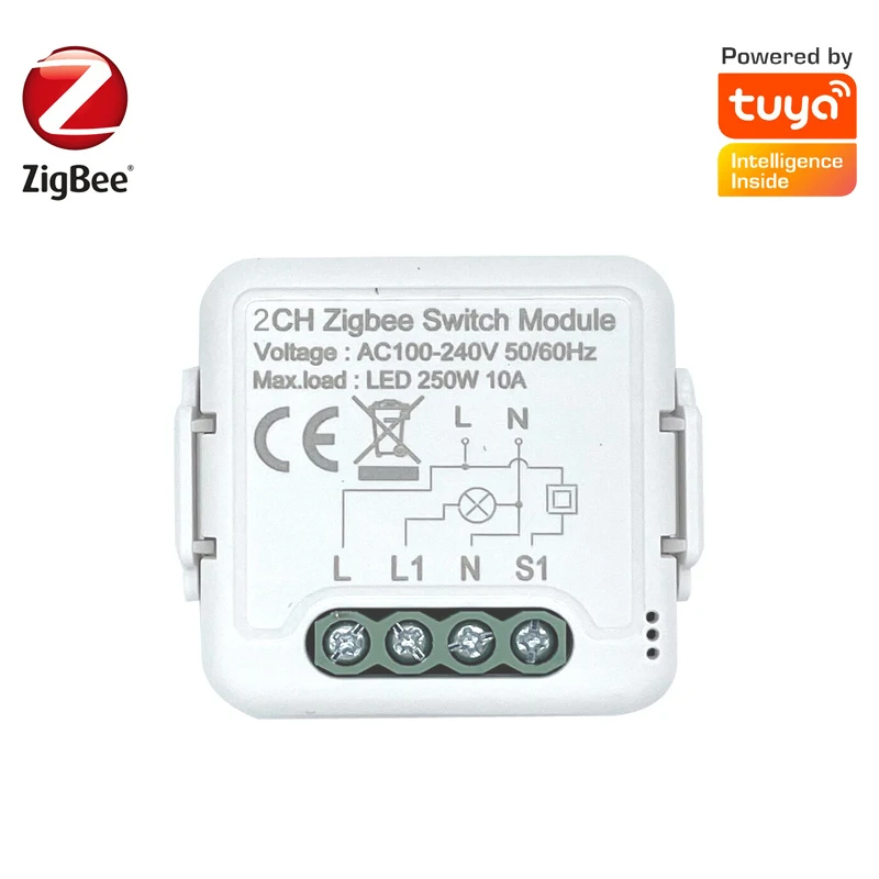Tuya Zigbee 3.0 Smart Switch Module 10A Smart Home Fai Da Te Breaker 1 2 Gang Supporta Il Controllo A 2 Vie Funziona Con Alexa Google Home