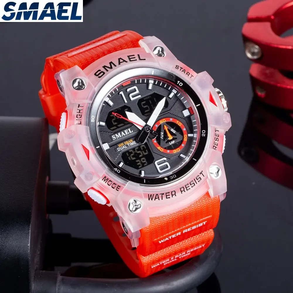 SMAEL  Cool Dual Display Waterproof Glow Electronic Watch 8007 Outdoor Transparent Watch Men's Outdoor view 4