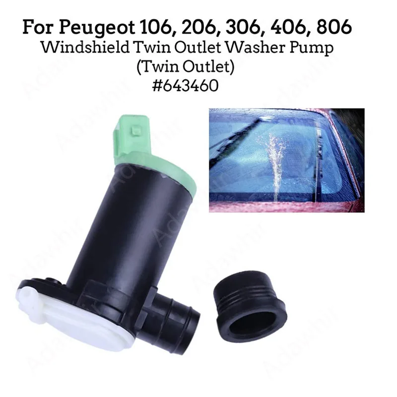 Windscreen Washer Pump For Peugeot 106 206 306 406 806 Partner Twin Outlet Citroen AX 643445 643460 9612358180