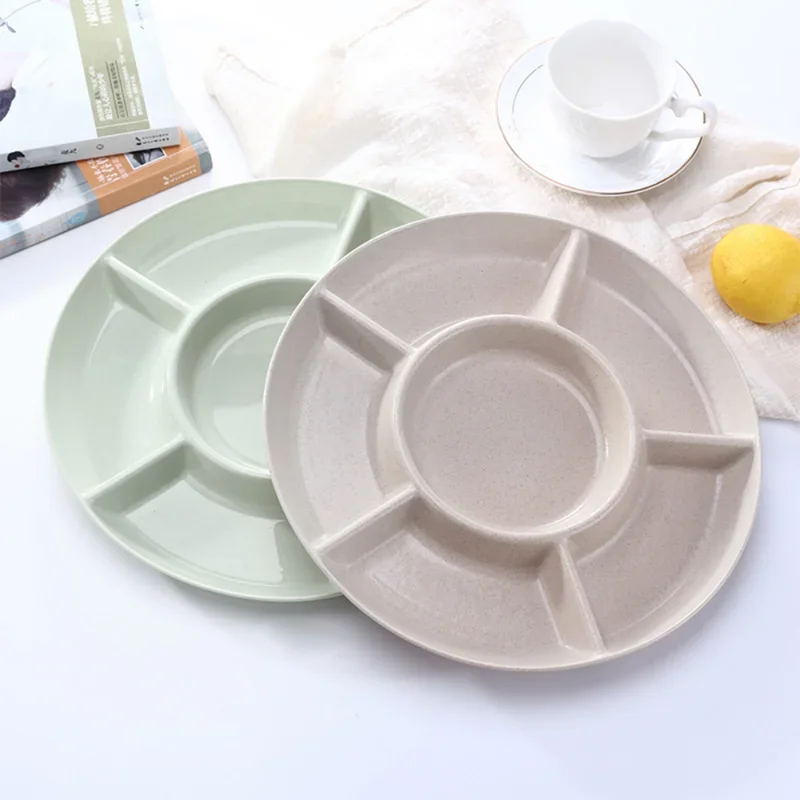 Fruit Plate Snack Dish 1 Pc 6-Compartment Food Storage Tray Dried Fruit Snack Plate Appetizer Serving Platter for Party Candy Pastry Nuts Dish
