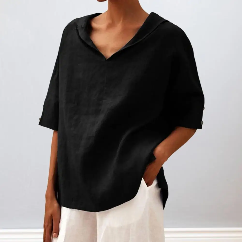 

Женская футболка с V-образным вырезом, стильная женская футболка с V-образным вырезом, коллекция, шикарные однотонные топы для работы, дышащая Повседневная футболка средней длины